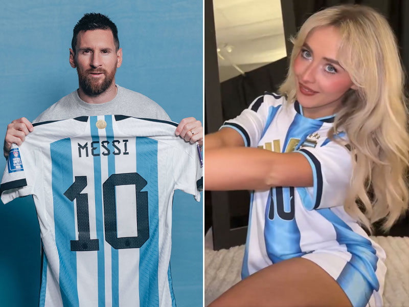 ซาบริน่า คาร์เพนเทอร์ อวดลุคเสื้อ ลิโอเนล เมสซี่ แดนซ์ฉลองจบทัวร์อาร์เจนติน่า