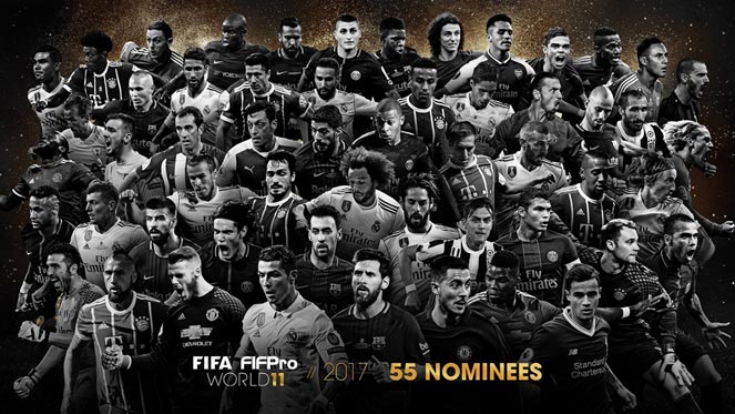 เฮงเฮงเฮง สล็อต 888 เปิดโผรายชื่อ 55 ผู้เล่นเข้าชิงรางวัล ฟิฟโปร 2017